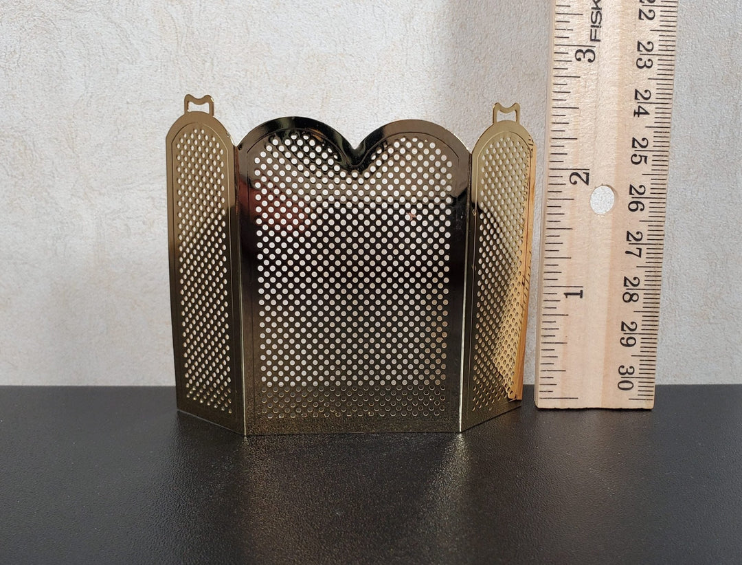 Dollhouse Brass Fireplace Screen Tall Gold Metal 1:12 Scale Miniature - MiniatureCrush