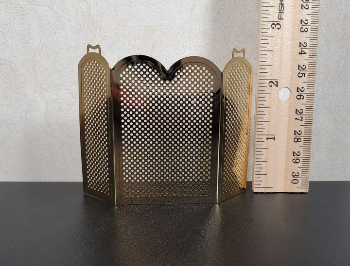 Dollhouse Brass Fireplace Screen Tall Gold Metal 1:12 Scale Miniature - MiniatureCrush