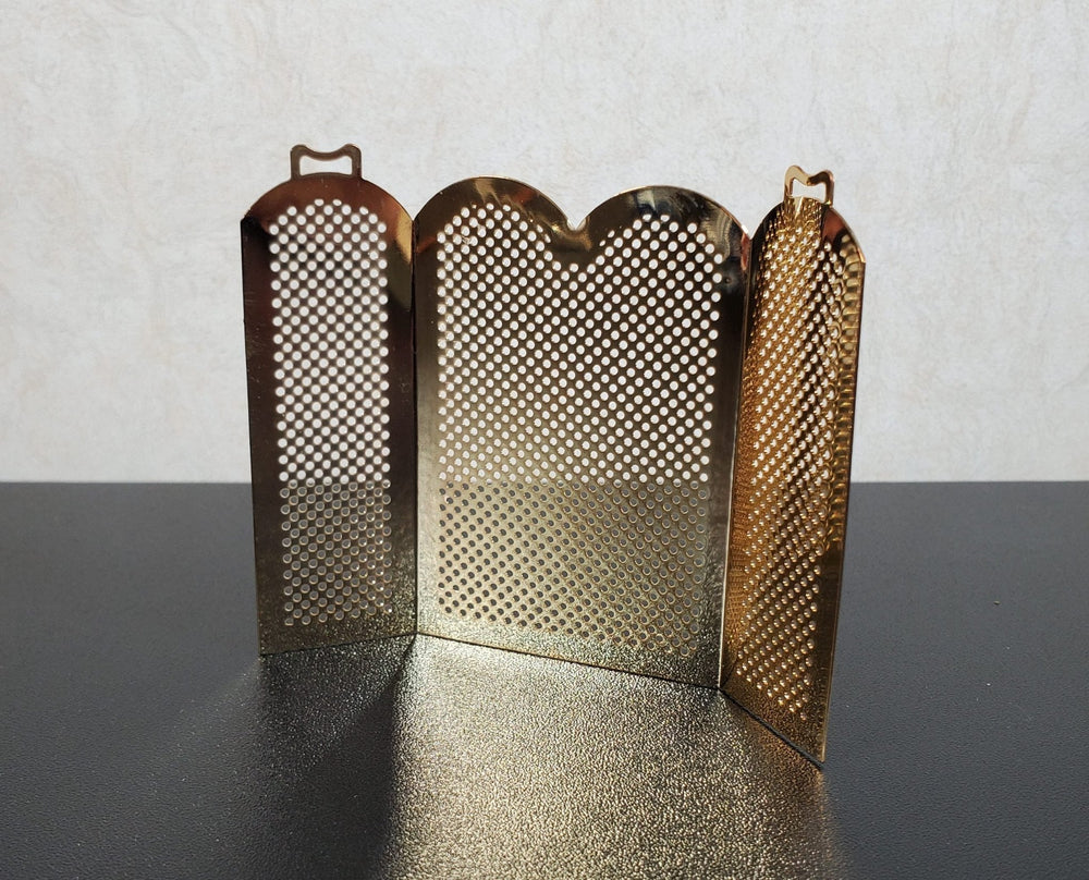 Dollhouse Brass Fireplace Screen Tall Gold Metal 1:12 Scale Miniature - MiniatureCrush