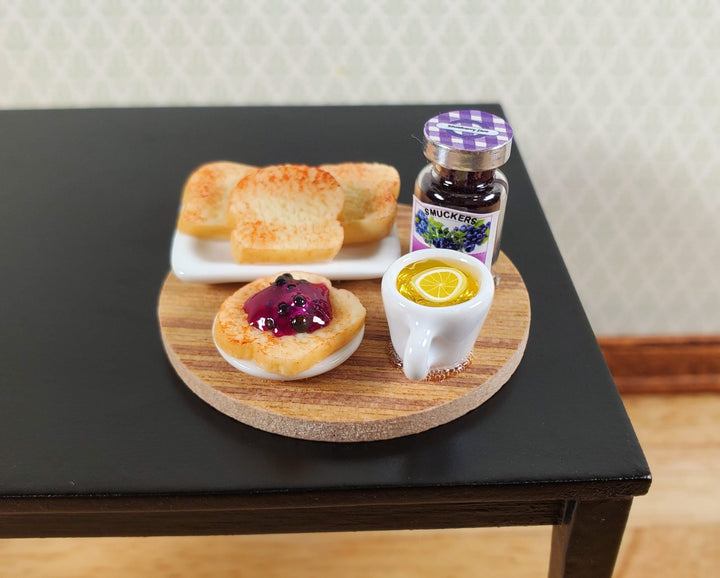 Dollhouse Bread Toast Set with Jelly on Board 1:12 Scale Miniature Food Kitchen - Miniature Crush