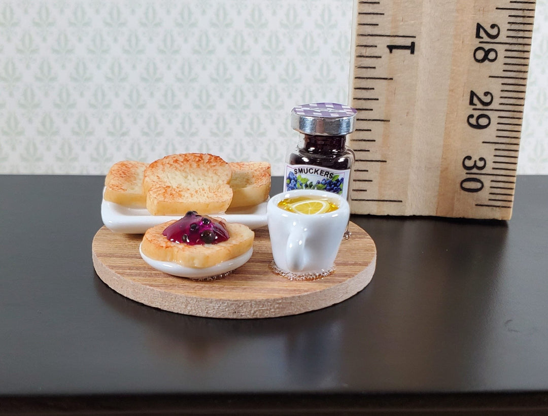 Dollhouse Bread Toast Set with Jelly on Board 1:12 Scale Miniature Food Kitchen - Miniature Crush