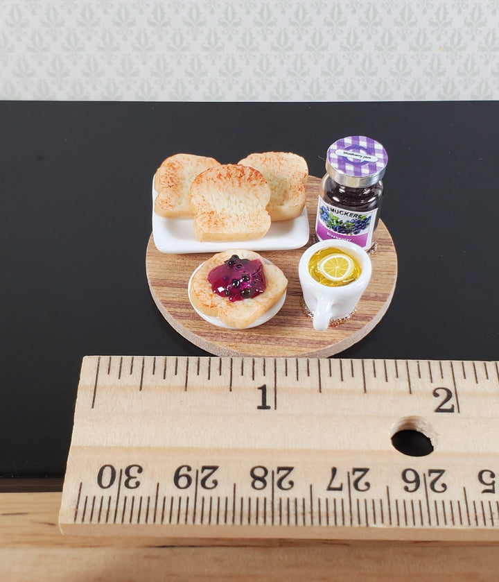 Dollhouse Bread Toast Set with Jelly on Board 1:12 Scale Miniature Food Kitchen - Miniature Crush