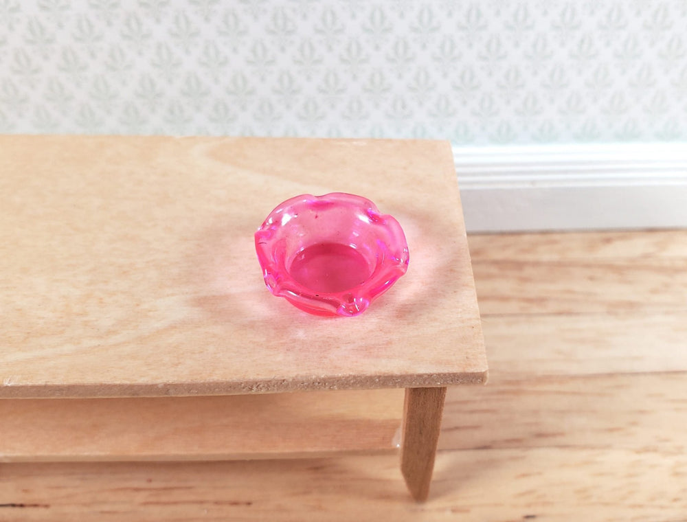 Dollhouse Bright Pink Glass Candy Dish or Serving Bowl 1:12 Scale Miniature - MiniatureCrush