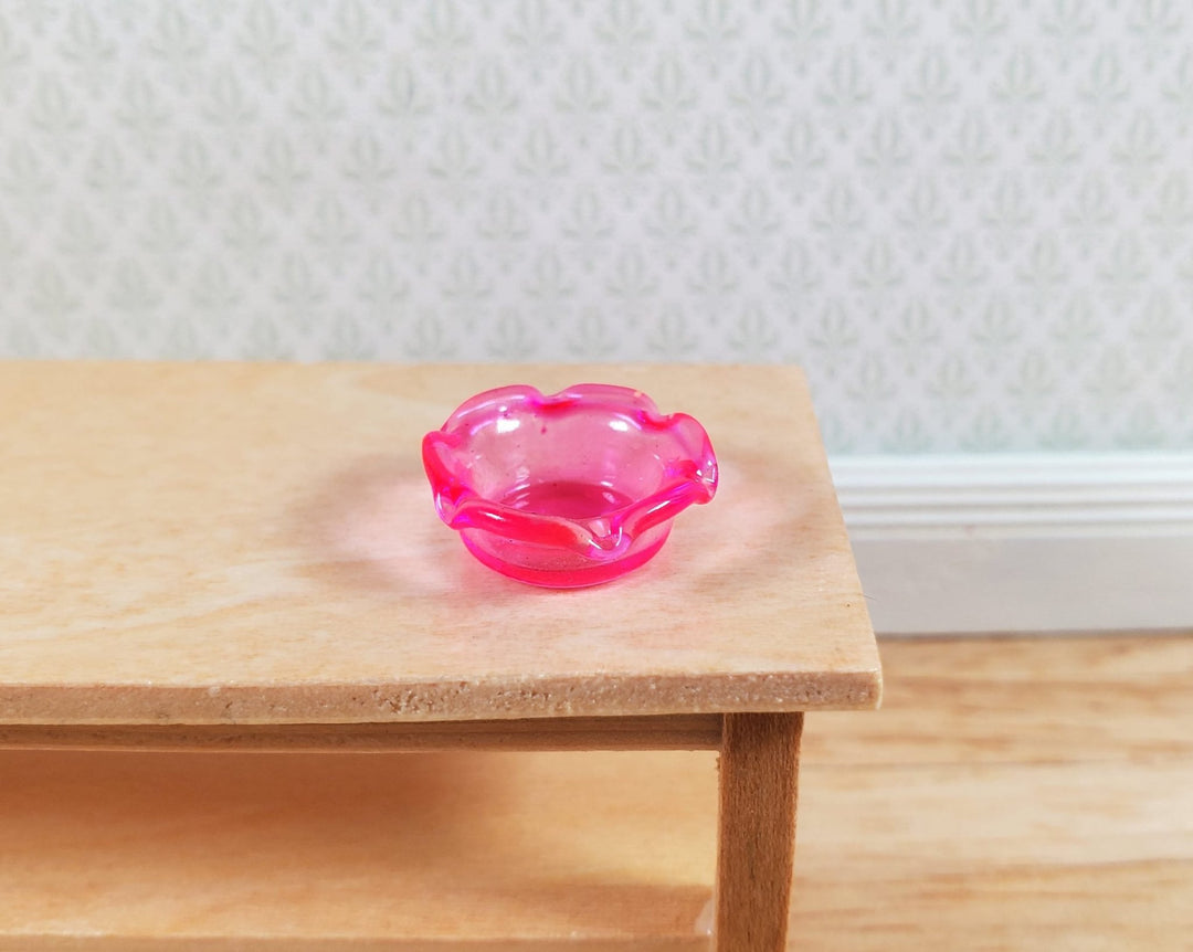 Dollhouse Bright Pink Glass Candy Dish or Serving Bowl 1:12 Scale Miniature - MiniatureCrush