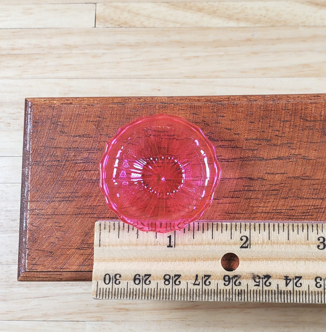 Dollhouse Bright Pink Glass Flared Platter 1:12 Scale Miniature Kitchen Decor - MiniatureCrush