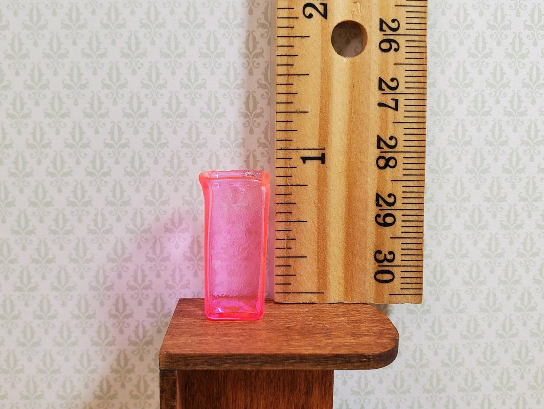 Dollhouse Bright Pink Glass Square Modern Vase 1:12 Scale Miniature Decoration - MiniatureCrush