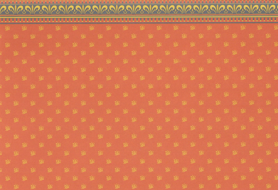 Dollhouse Brodnax Wallpaper "Jubilee" Red/Orange Gold Blue 1:12 Scale - Miniature Crush