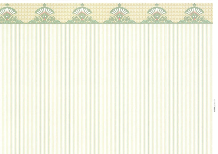 Dollhouse Brodnax Wallpaper Striped Pale Green Cream Tan "Carlton" 1:12 Scale - Miniature Crush