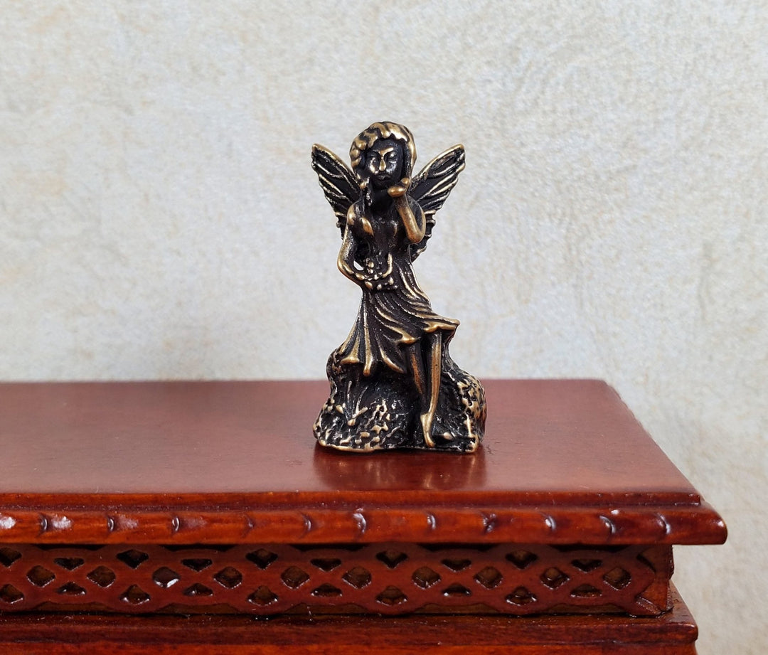 Dollhouse Bronze Fairy Statue 1:12 Scale Dollhouse Miniature Garden - MiniatureCrush