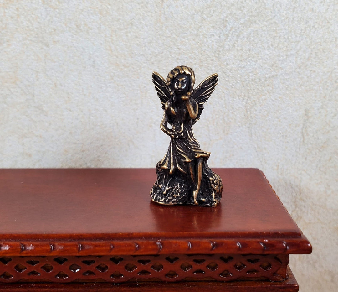 Dollhouse Bronze Fairy Statue 1:12 Scale Dollhouse Miniature Garden - MiniatureCrush