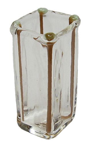 Dollhouse Brown Striped Square Modern Vase 1:12 Scale Miniature Decor Flowers - MiniatureCrush