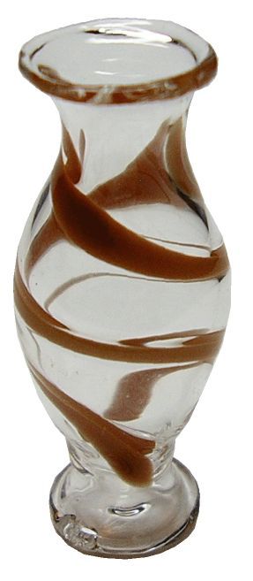 Dollhouse Brown Swirl Classic Pedestal Glass Vase 1:12 Scale Miniature Decor - MiniatureCrush