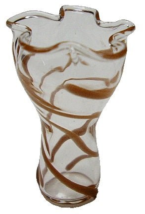 Dollhouse Brown Swirl Glass Ruffled Vase 1:12 Scale Miniature Decoration - MiniatureCrush