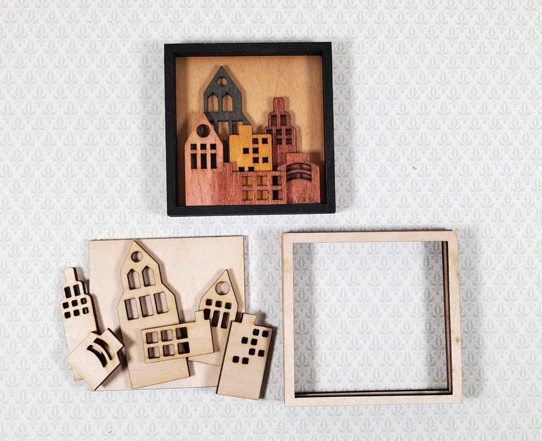 Dollhouse Buildings Cityscape Wall Art Kit DIY Modern Style 1:12 Scale Miniature - Miniature Crush