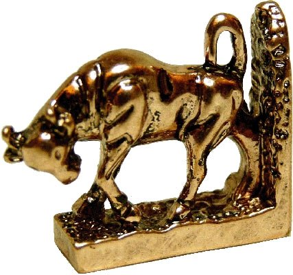 Dollhouse Bull Bookend Metal Rose Gold 1:12 Scale Miniature - MiniatureCrush