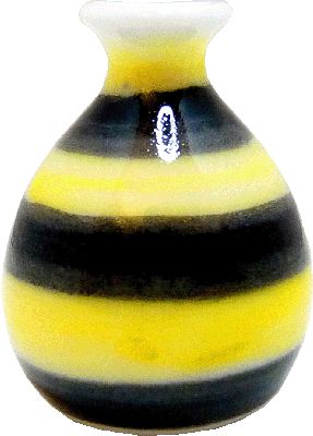 Dollhouse Bumble Bee Yellow & Black Striped Ceramic Vase 1:12 Scale Miniature - MiniatureCrush