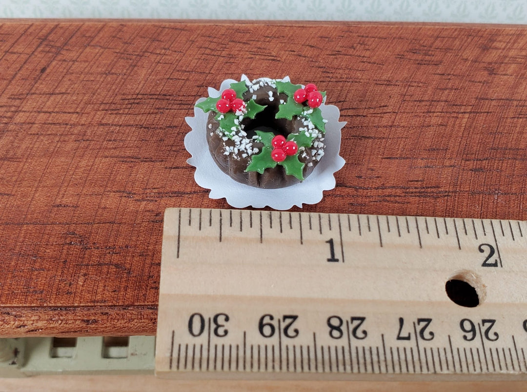 Dollhouse Bundt Cake Christmas Holly Round 1:12 Scale Miniature Food Dessert - Miniature Crush