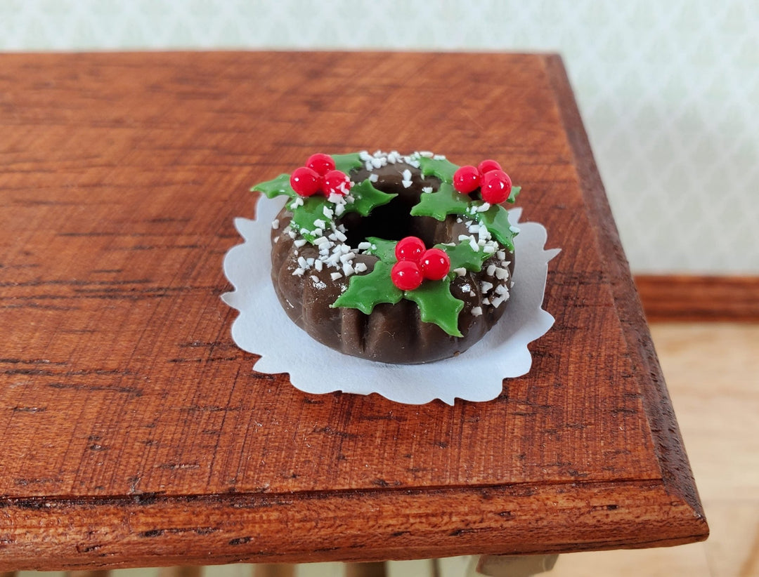 Dollhouse Bundt Cake Christmas Holly Round 1:12 Scale Miniature Food Dessert - Miniature Crush