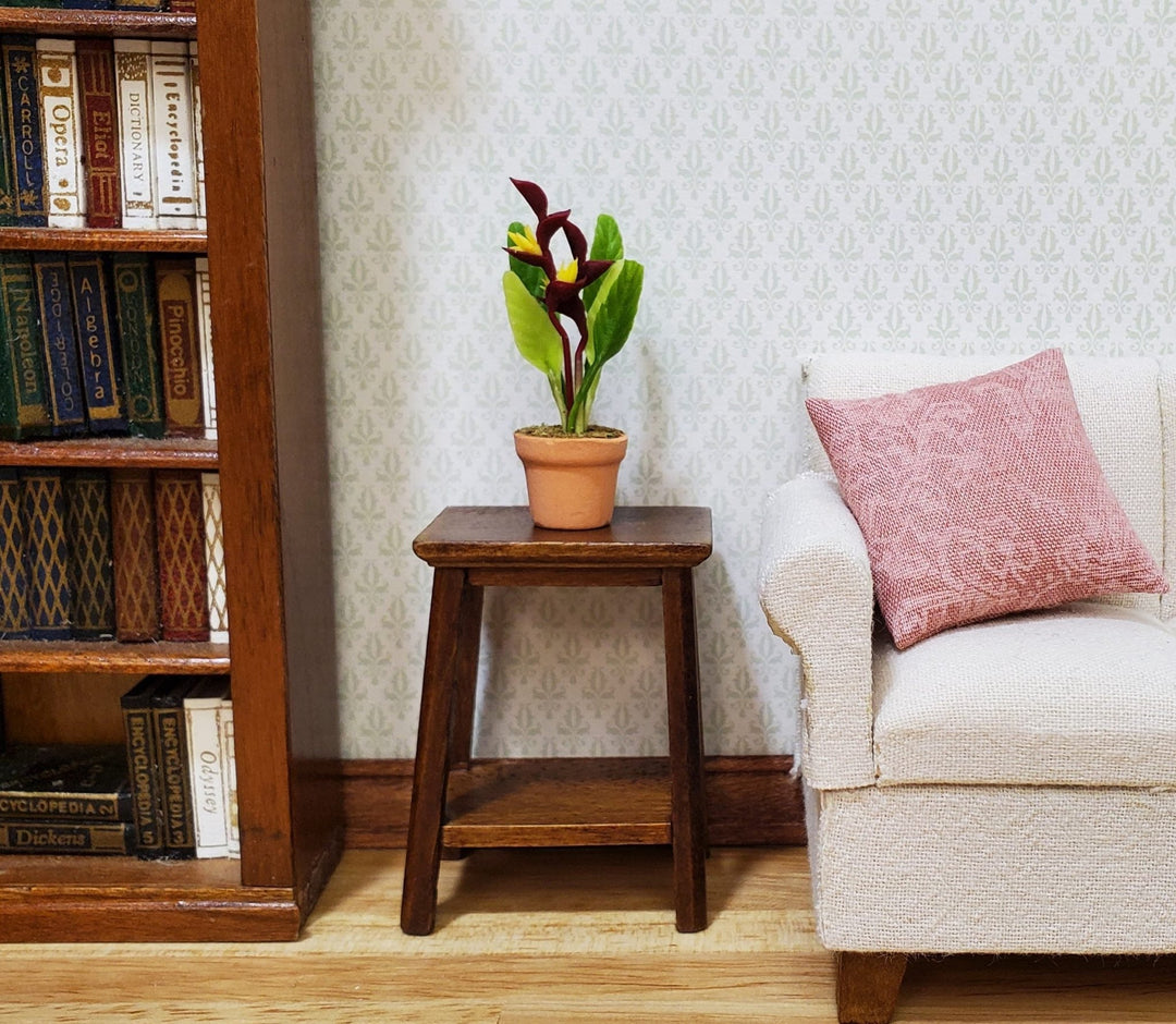 Dollhouse Burgundy and Yellow Heliconia Plant in Terra Cotta Pot 1:12 Scale - MiniatureCrush