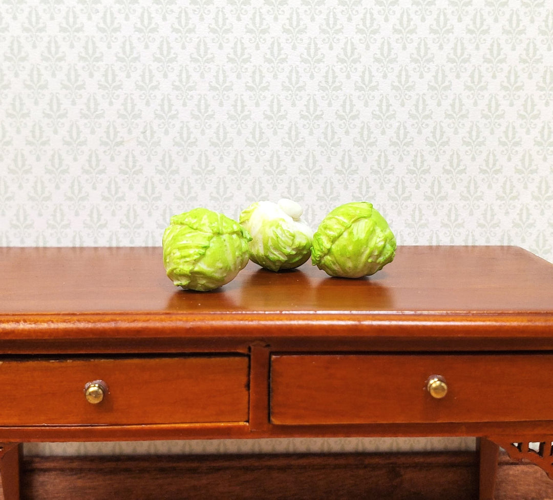 Dollhouse Cabbage Set of 3 1:12 Scale Miniature Kitchen Food Vegetables Grocery - MiniatureCrush