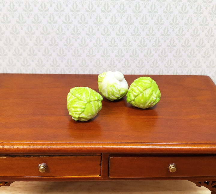 Dollhouse Cabbage Set of 3 1:12 Scale Miniature Kitchen Food Vegetables Grocery - MiniatureCrush