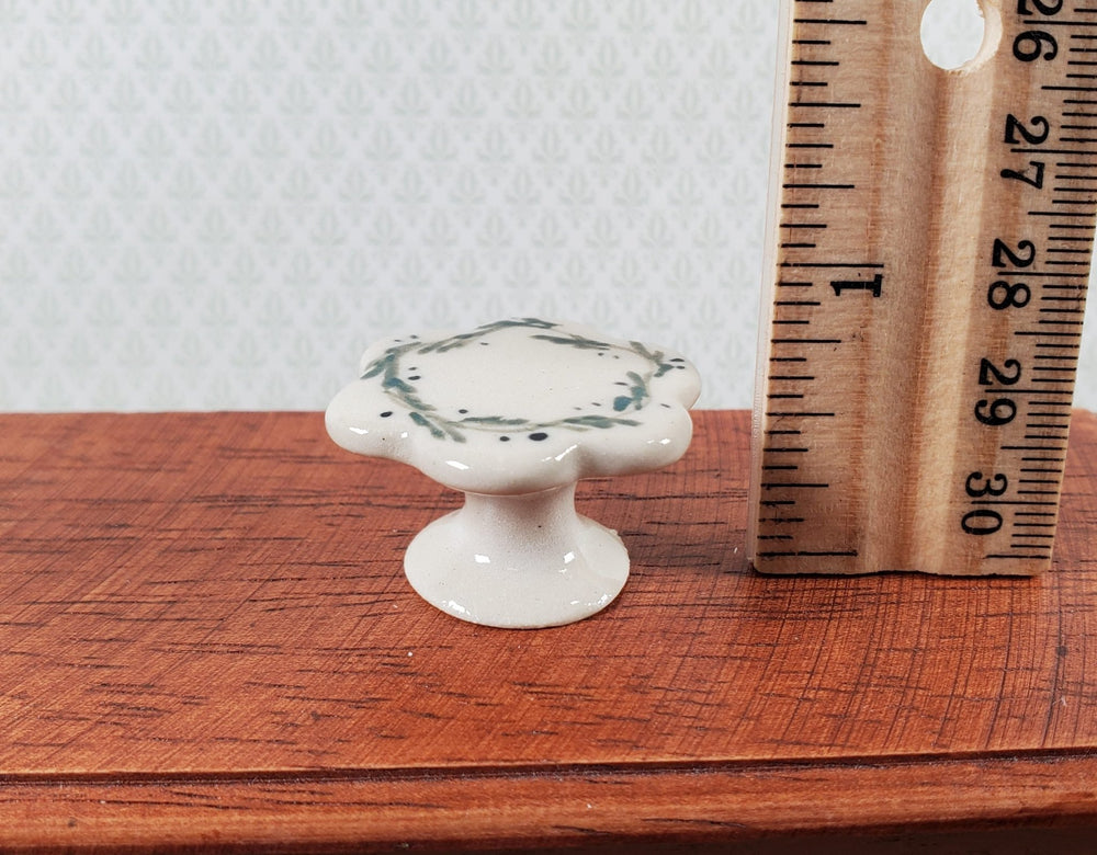 Dollhouse Cake Plate Stand Pottery Handmade 1:12 Scale Miniatures Blue Berries - Miniature Crush