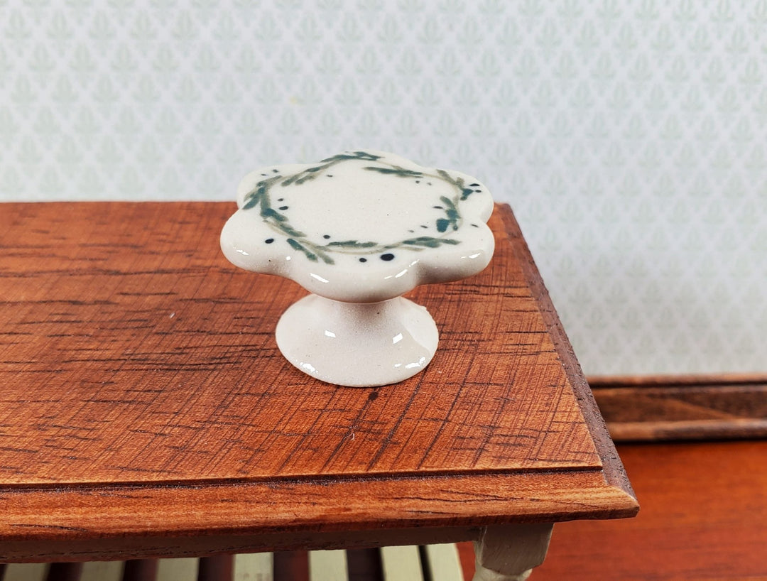 Dollhouse Cake Plate Stand Pottery Handmade 1:12 Scale Miniatures Blue Berries - Miniature Crush