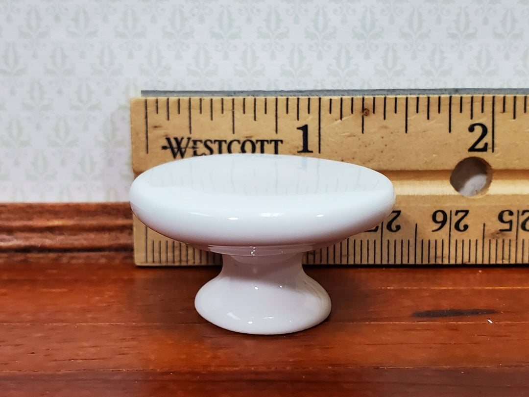 Dollhouse Cake Stand Platter All White Ceramic 1:12 Scale Miniature Plate - MiniatureCrush