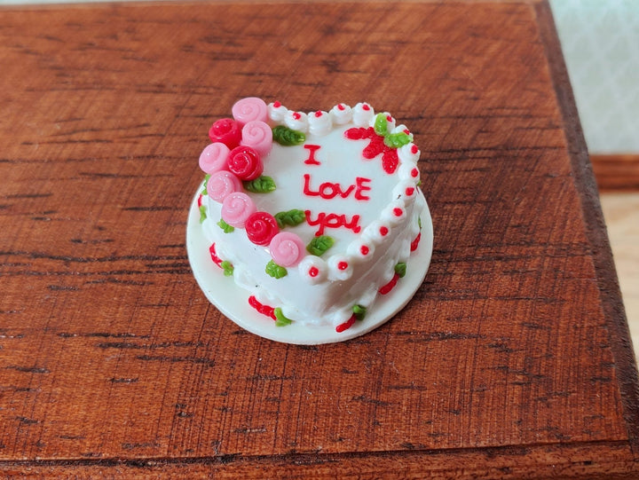 Dollhouse Cake Valentines Day Heart Shaped 1:12 Scale Miniature I Love You - Miniature Crush