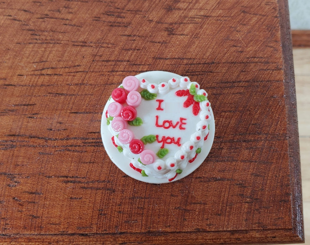 Dollhouse Cake Valentines Day Heart Shaped 1:12 Scale Miniature I Love You - Miniature Crush