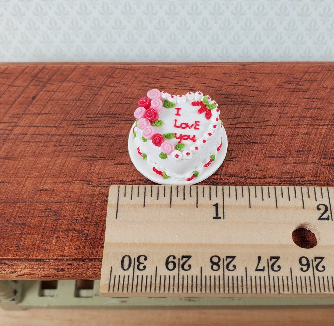 Dollhouse Cake Valentines Day Heart Shaped 1:12 Scale Miniature I Love You - Miniature Crush