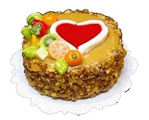 Dollhouse Cake with Heart Design and Fruit Garnish 1:12 Scale Miniature Dessert - MiniatureCrush