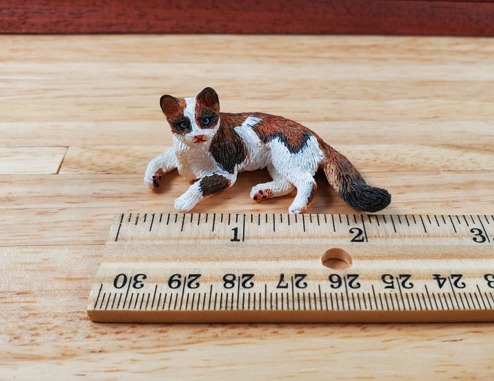 Dollhouse Calico Cat Lying Down 1:12 Scale (Large) Miniature Kitty Pet - Miniature Crush