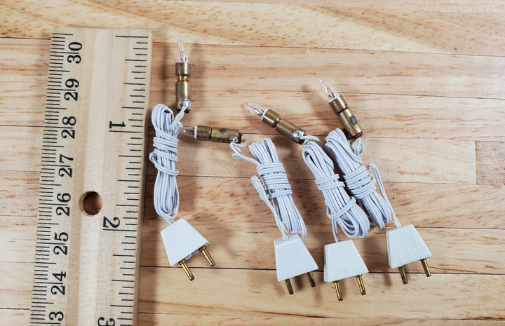 Dollhouse Candle Tip Bulbs in Sockets with Plug Set of 4 1:12 Scale Miniatures - Miniature Crush