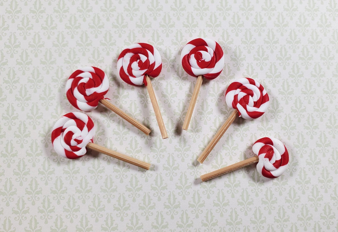 Dollhouse Candy Cane Lollipop Suckers x6 1:12 Scale Miniature Food Treats - MiniatureCrush