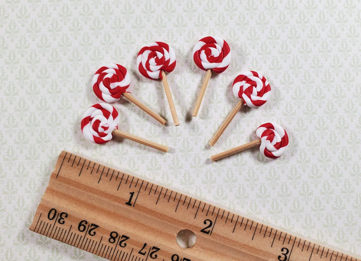 Dollhouse Candy Cane Lollipop Suckers x6 1:12 Scale Miniature Food Treats - MiniatureCrush