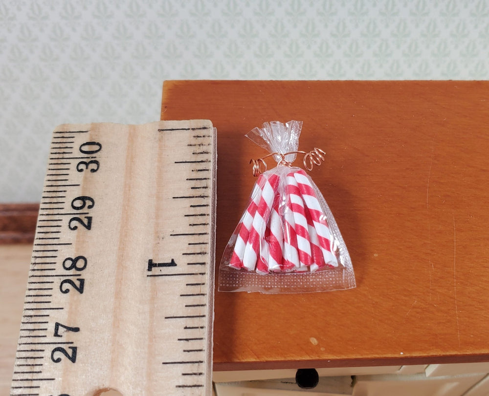 Dollhouse Candy Canes in a Bag 1:12 Scale Miniature Christmas Treats - MiniatureCrush