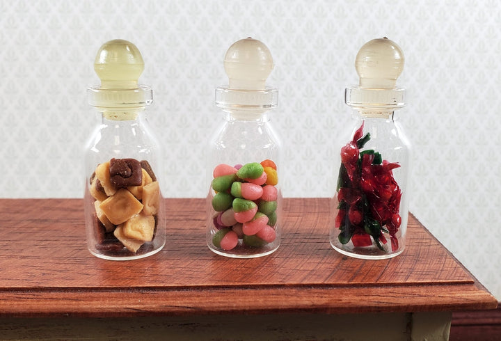 Dollhouse Candy Jars 1:6 Playscale Removable Treats Set of 3 Glass Containers A - Miniature Crush