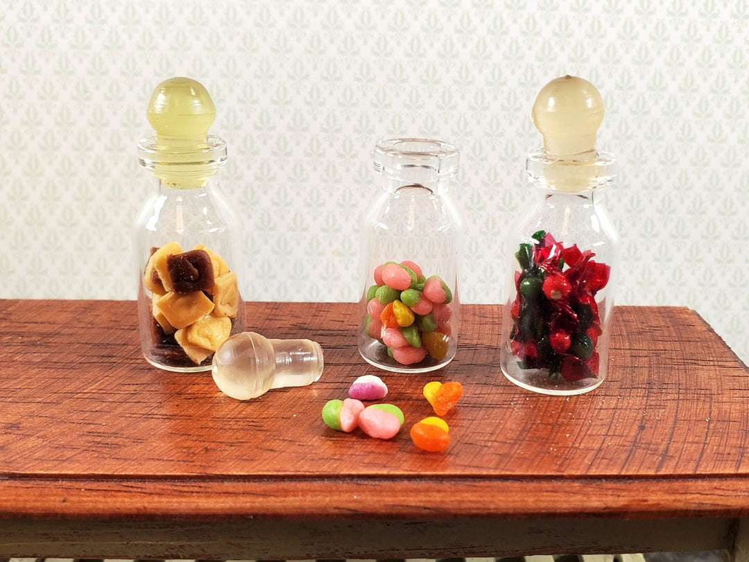 Dollhouse Candy Jars 1:6 Playscale Removable Treats Set of 3 Glass Containers A - Miniature Crush