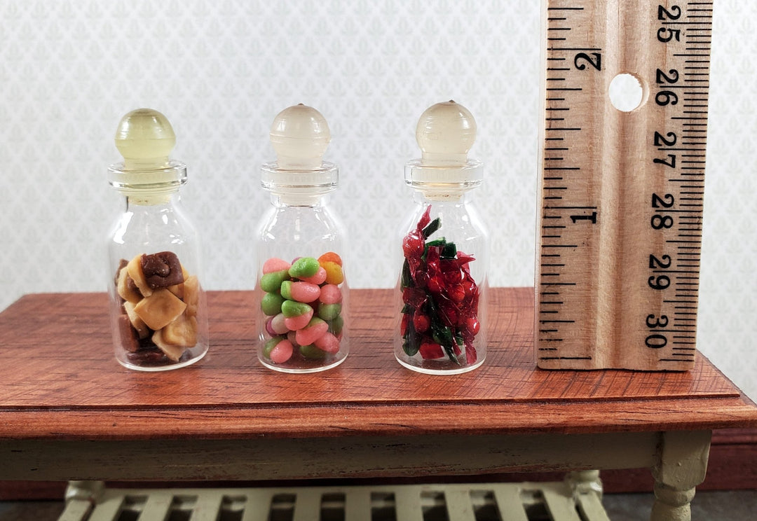 Dollhouse Candy Jars 1:6 Playscale Removable Treats Set of 3 Glass Containers A - Miniature Crush