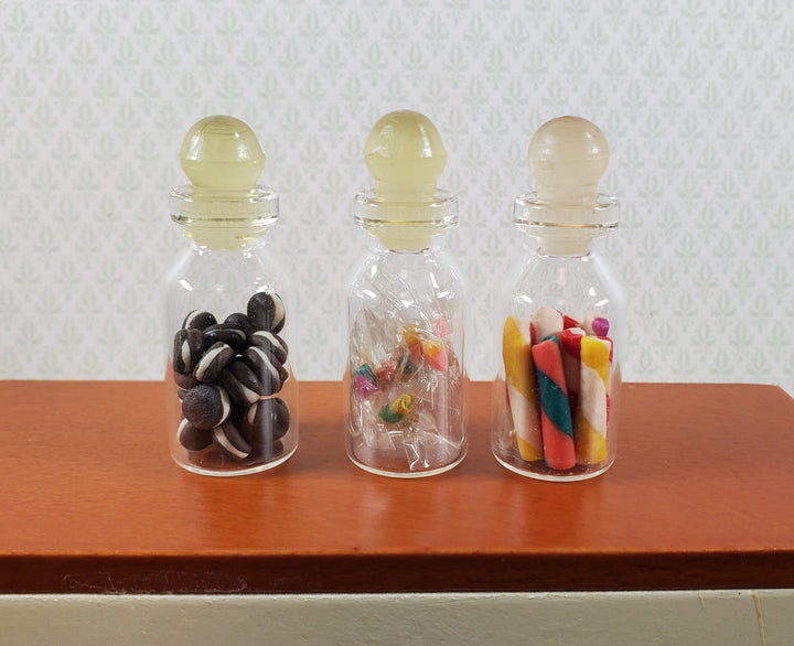 Dollhouse Candy Jars 1:6 Playscale Removable Treats Set of 3 Glass Containers B - Miniature Crush