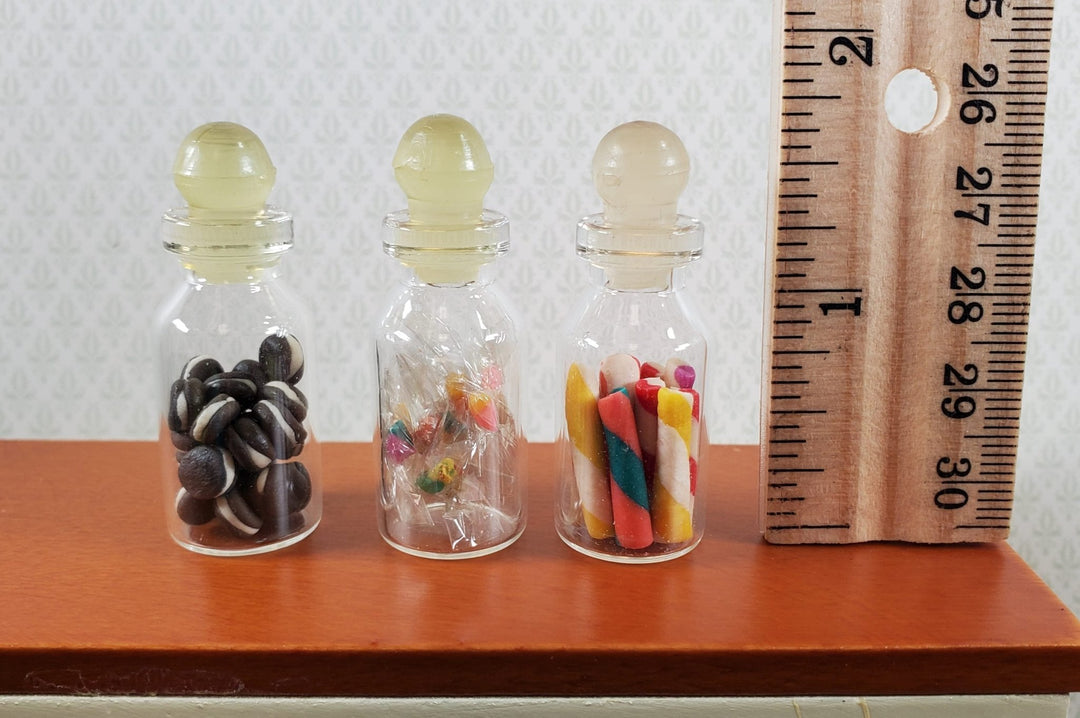 Dollhouse Candy Jars 1:6 Playscale Removable Treats Set of 3 Glass Containers B - Miniature Crush