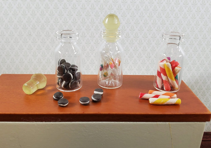 Dollhouse Candy Jars 1:6 Playscale Removable Treats Set of 3 Glass Containers B - Miniature Crush