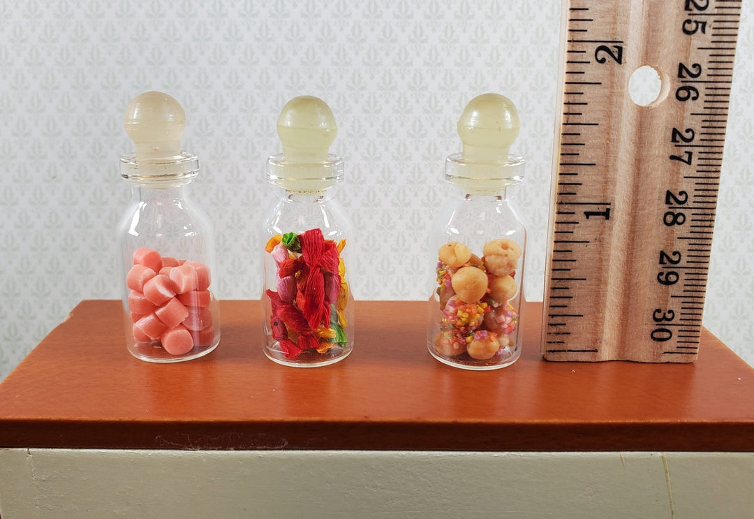 Dollhouse Candy Jars 1:6 Playscale Removable Treats Set of 3 Glass Containers D - Miniature Crush