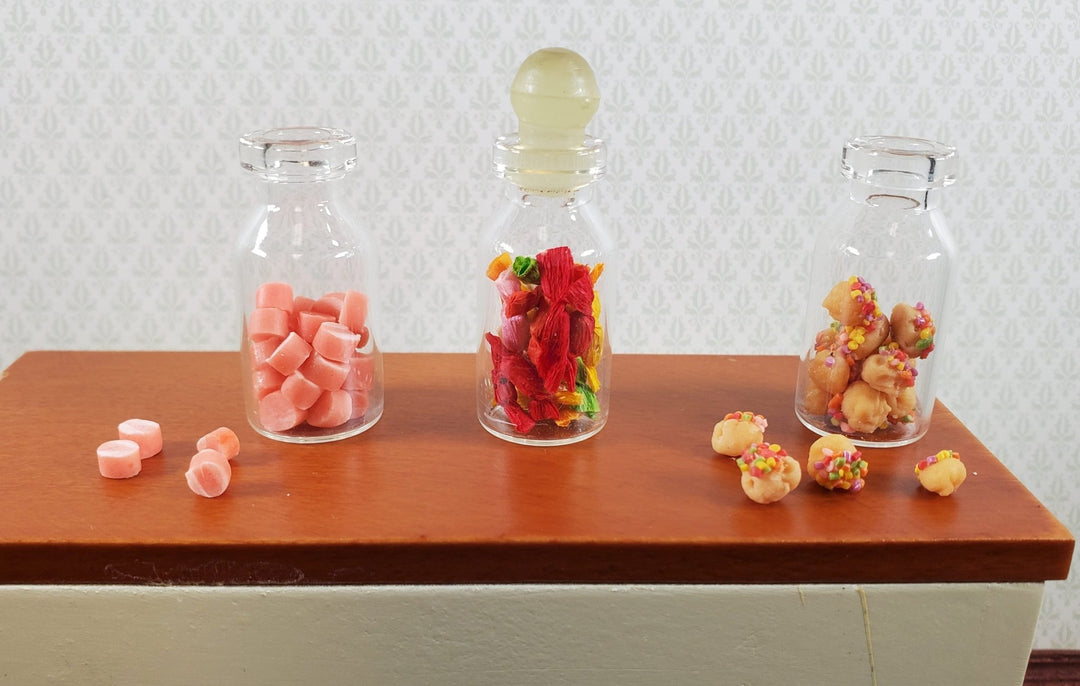 Dollhouse Candy Jars 1:6 Playscale Removable Treats Set of 3 Glass Containers D - Miniature Crush