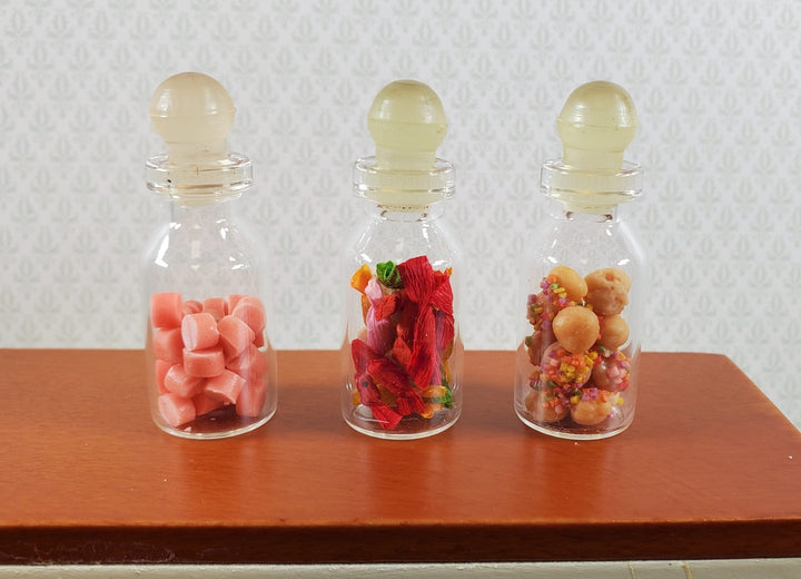 Dollhouse Candy Jars 1:6 Playscale Removable Treats Set of 3 Glass Containers D - Miniature Crush