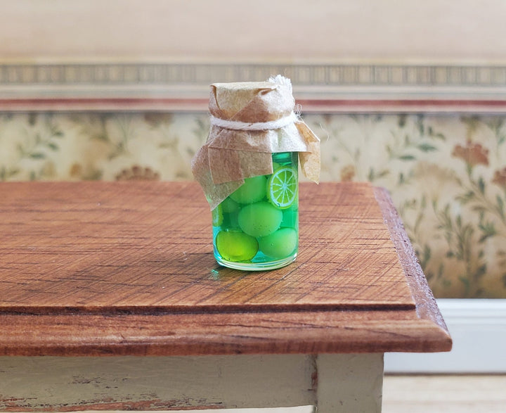 Dollhouse Canned Fruit in Glass Jar Green 1:12 Scale Miniature Kitchen Food - MiniatureCrush