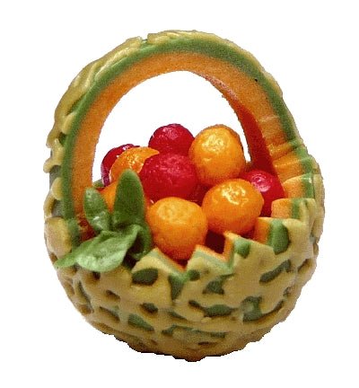 Dollhouse Cantaloupe Basket with Fruit Salad 1:12 Scale Miniature Food - MiniatureCrush