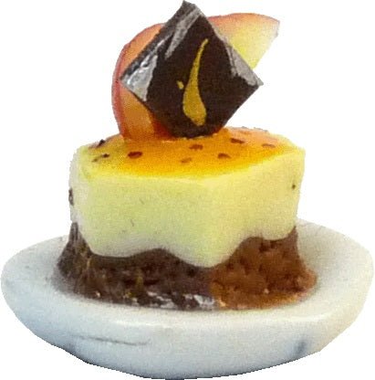 Dollhouse Caramel Flan with Apple & Chocolate Accent 1:12 Scale Miniature Food - MiniatureCrush