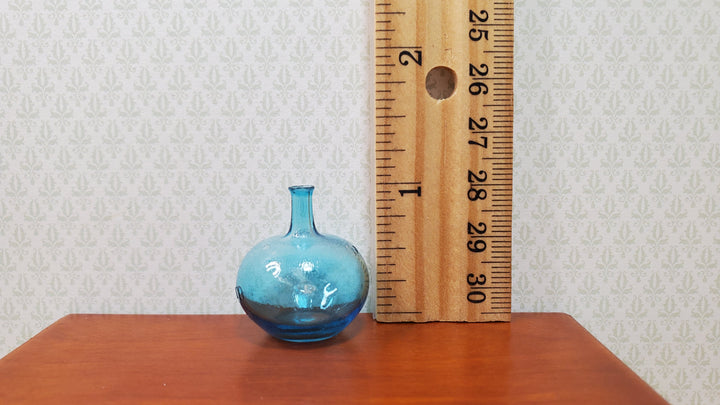 Dollhouse Carboy Demijohn Aqua Glass Bottle Round 1:12 Scale some color flaw - MiniatureCrush